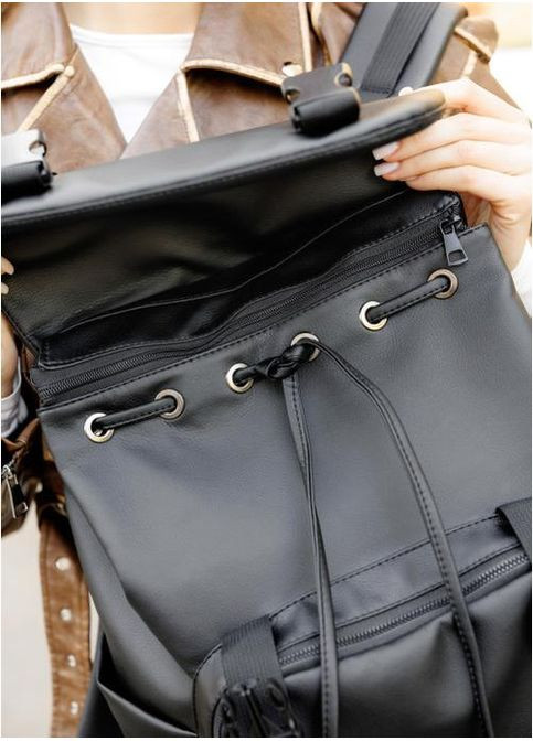 Рюкзак женский с экокожи городской RollTop 0SHn Черный 37743-837 2968-84421 Sambag (355884710)