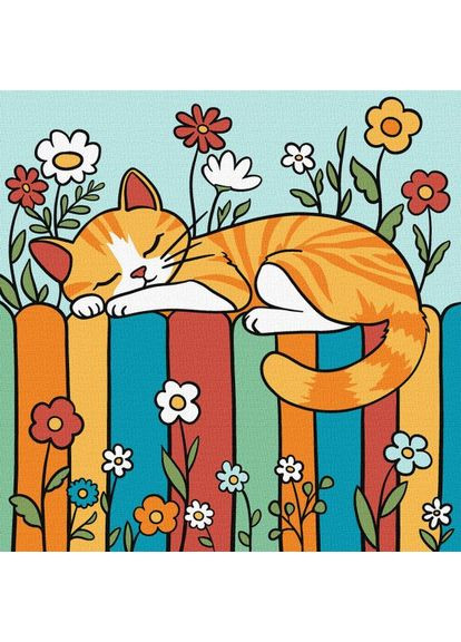 Картина по номерам - Котик на заборе ©art_selena_ru 25х25 см IDEYKA (363986784)