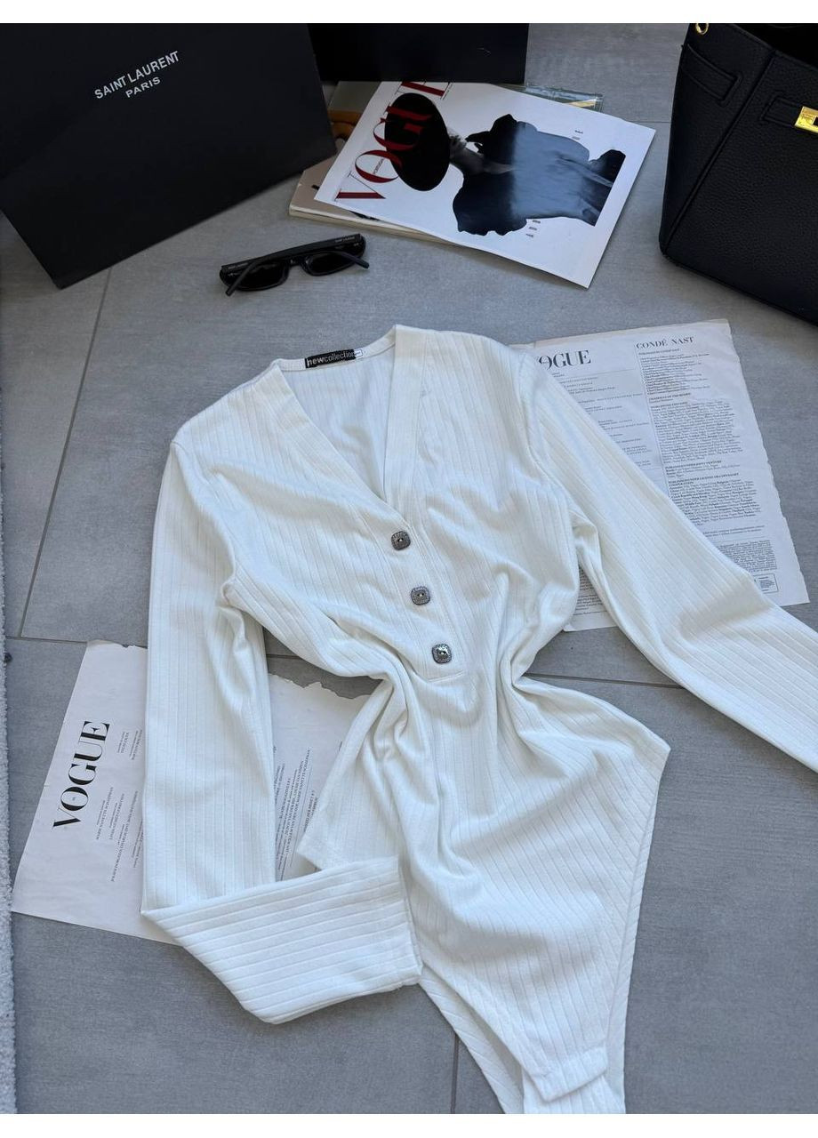 Женское боди из ангоры в рубчик на пуговицах. MonCher (365776628)