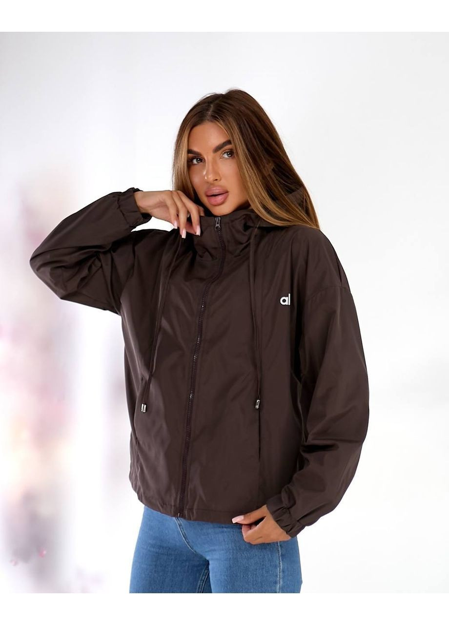 Коричнева демісезонна куртка жіноча ветровка No Brand