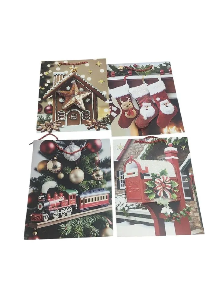 Пакет новорічний паперовий L "Christmas decor 3D" 31*40*12см Home (350198835)