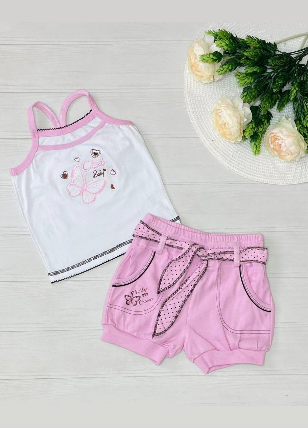 Светло-розовый летний комплект (майка,шорты) Garden Baby