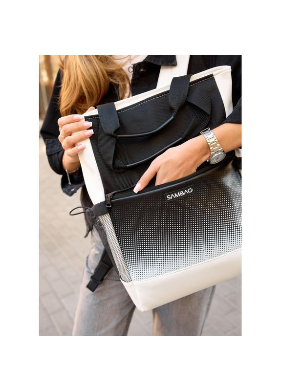 Cумка-рюкзак Shopper біла з принтом Sambag (329692784)