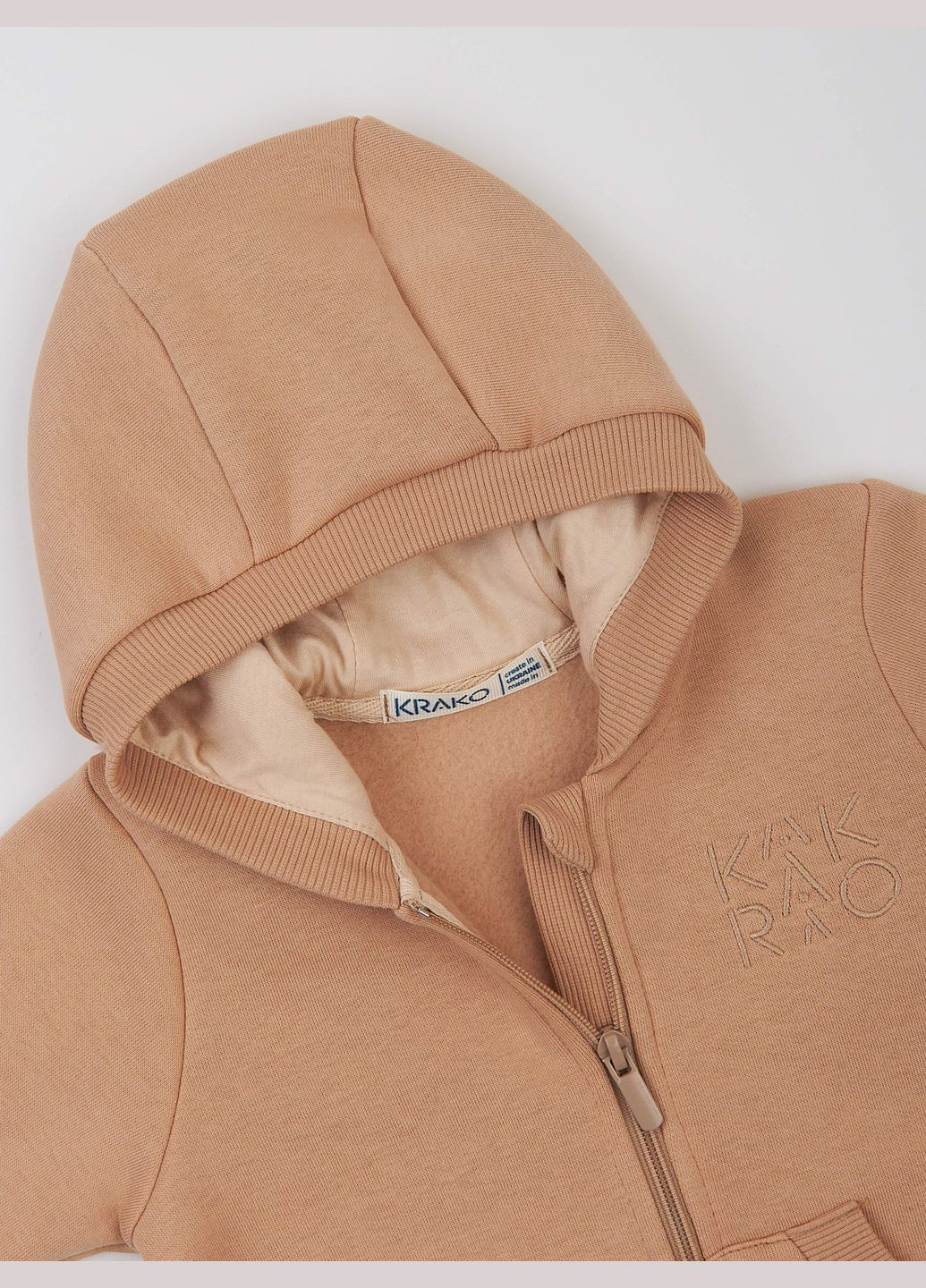 Комбинезон утеплённый для малышей с открытыми ножками с капюшоно бежевый KRAKO (314853966)