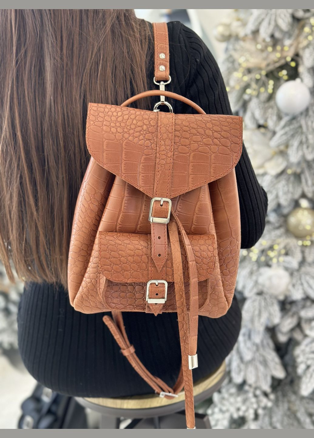 Женский кожаный рюкзак М Коньяк Крокодил Под Заказ Dekey (351898968)