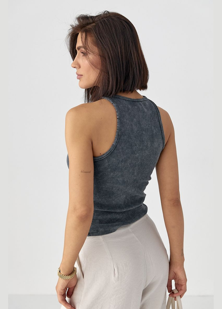 Майка в В рубчик з розрізами на окантовці Lurex — 333967839