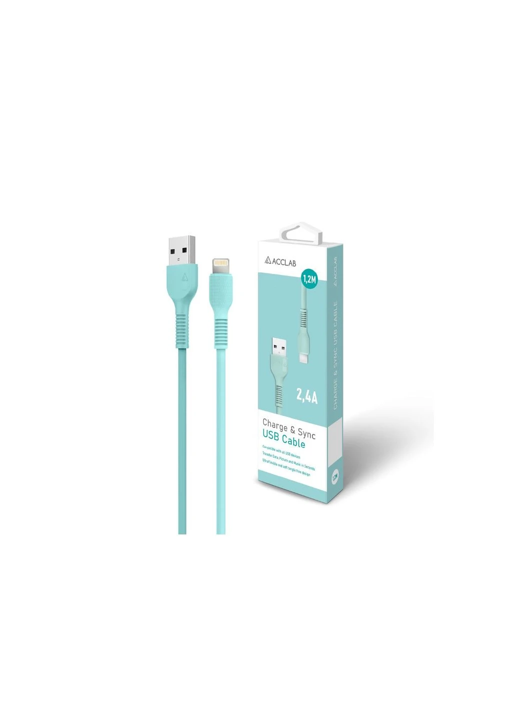 Кабель ACCLAB USB 2.0 AM to Lightning 1.2m AL-CBCOLOR-L1MT Mint (268147795)