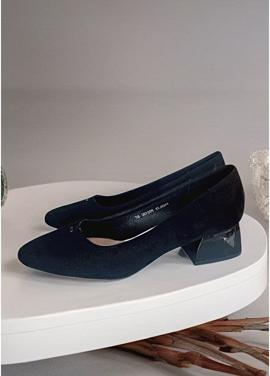 No Brand Жіночі замшеві туфлі на підборах 38 чорний з, — демісезон (362219091)