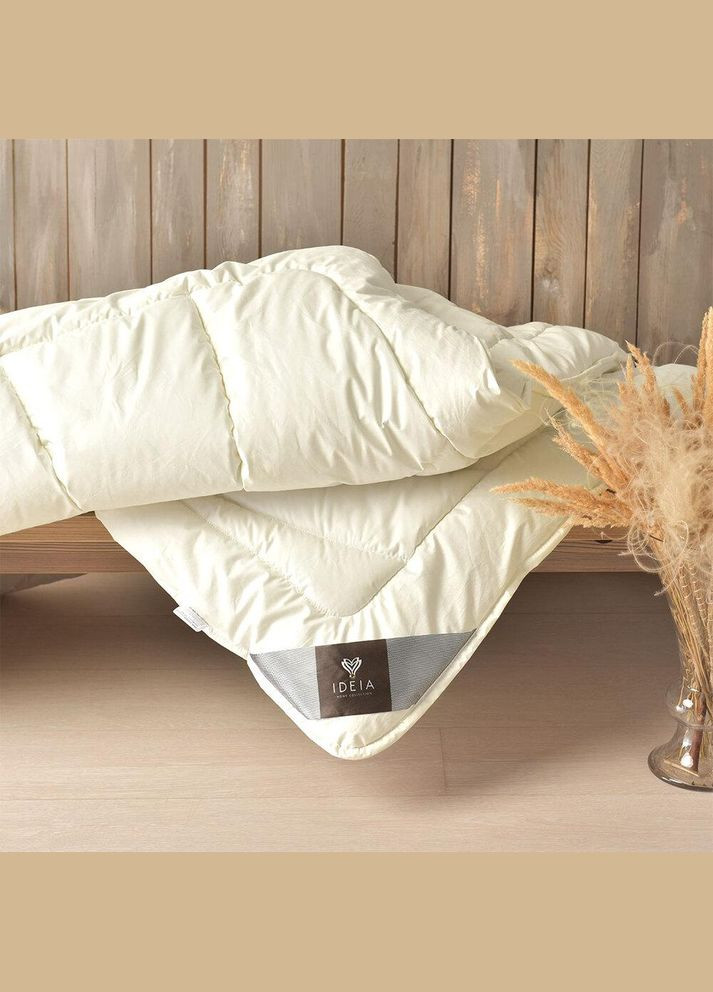 Одеяло Wool Premium шерстяное 155х210 см двухслойная зимняя шерсть супер теплый натуральный хлопок IDEIA (342128630)