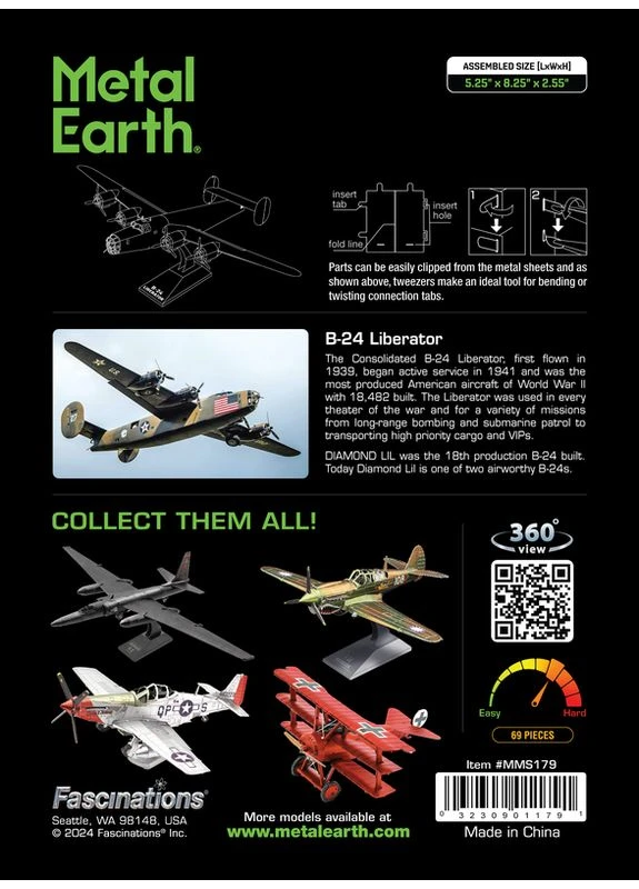 Металевий 3D конструктор "Бомбардувальник B-24 Liberator",, MMS179 Metal Earth (393102893)