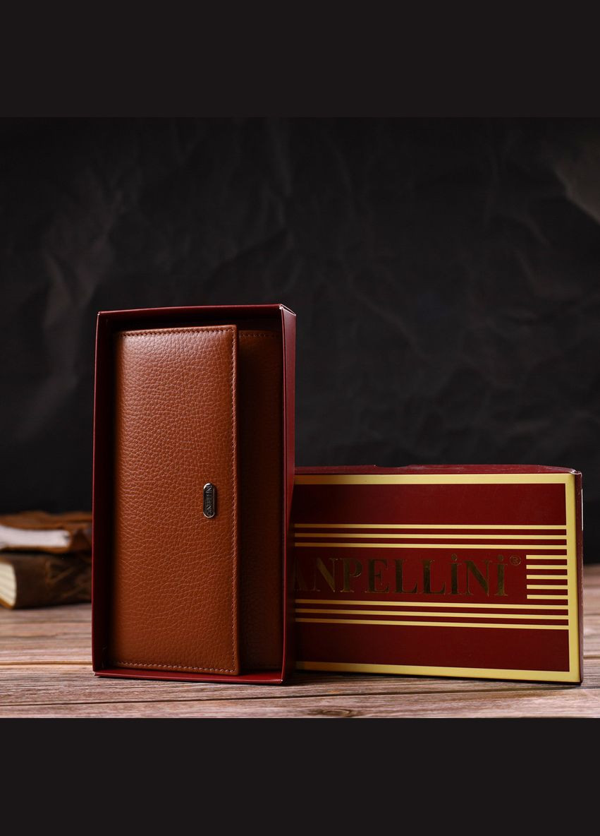 Жіночий зручний гаманець з натуральної шкіри 21829 Коричневий Canpellini (298566795)