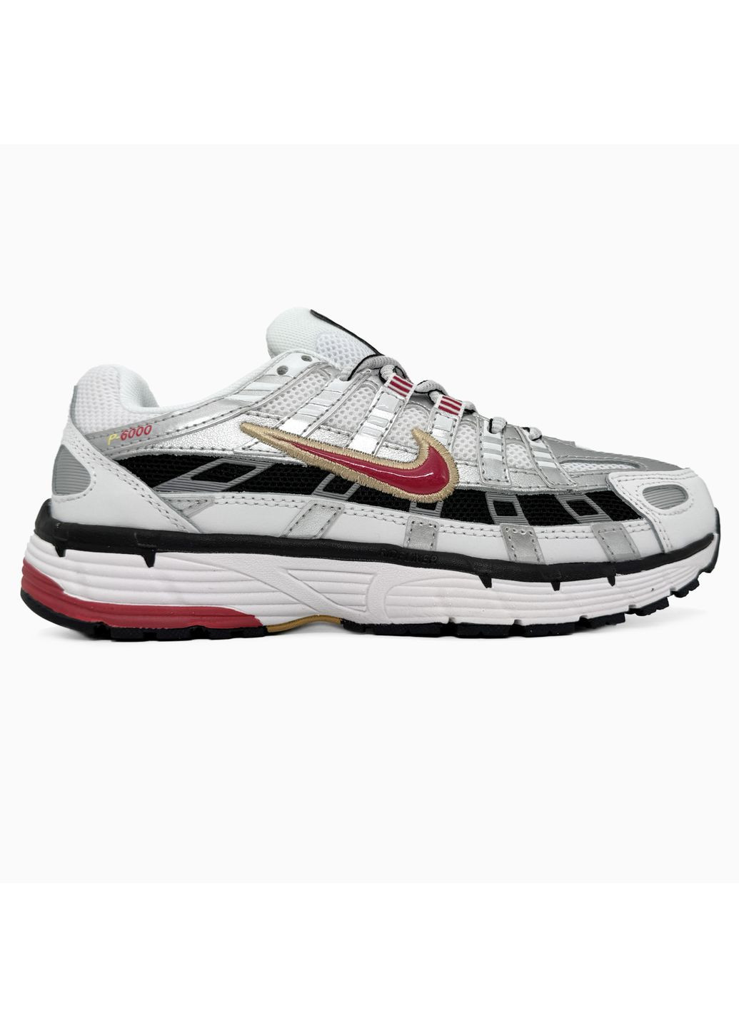 Белые демисезонные кроссовки мужские nike p-6000 white / silver / red найк п-6000 No Brand