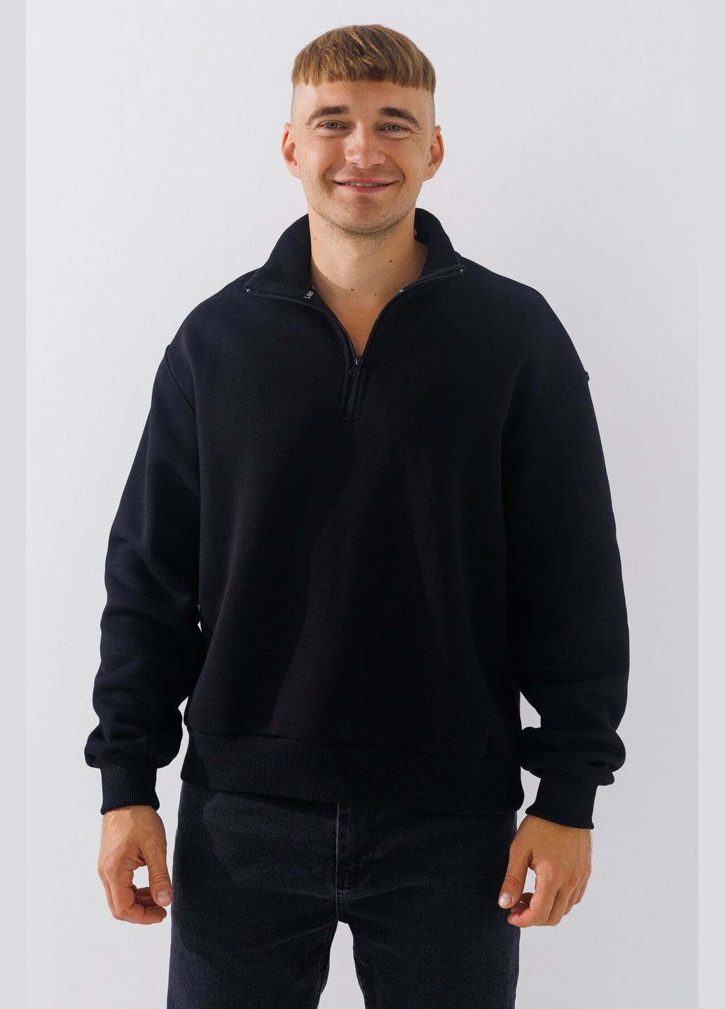 Черный свитшот однотонный мужской mbc02352 черный shop (2000990765574) LAWA однотонный (307054602)