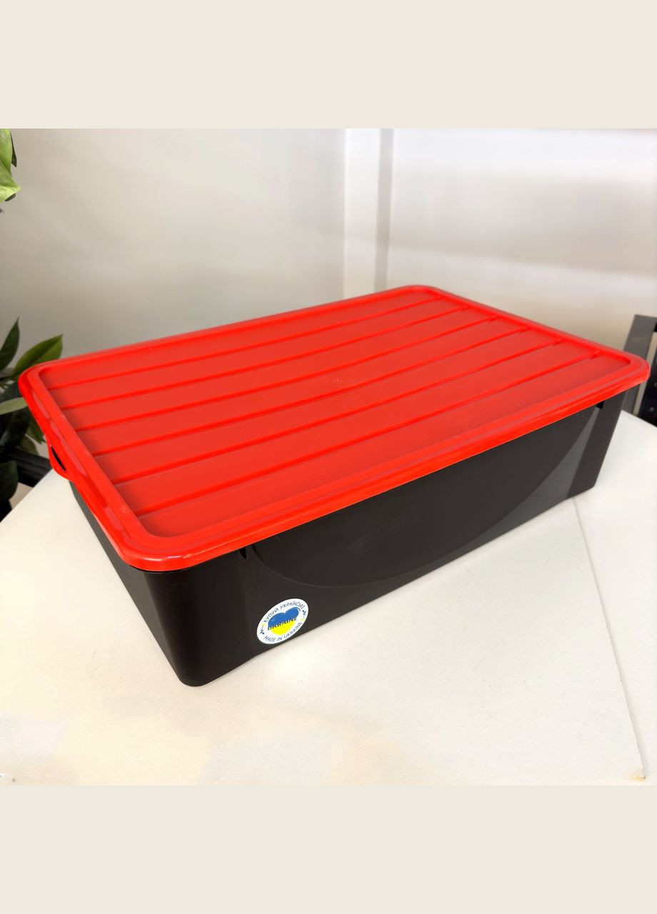 Великий пластиковий контейнер з кришкою для речей та іграшок 22л, Чорний Алеана (303211138)