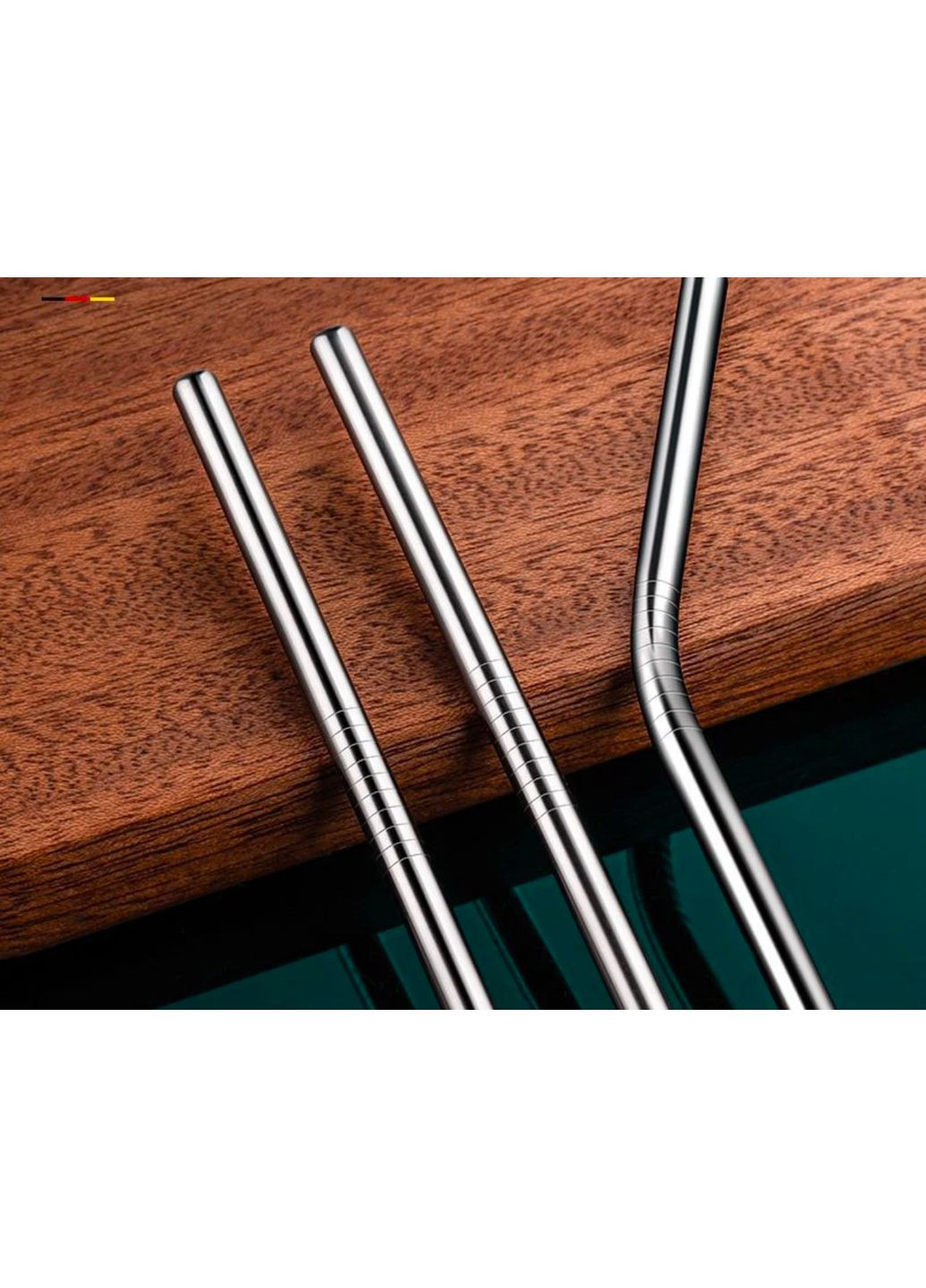 Набор многоразовых эко трубочек из нержавеющей стали. 2 шт прямые, 2 шт с изгибом + щеточка No Brand (323201900)