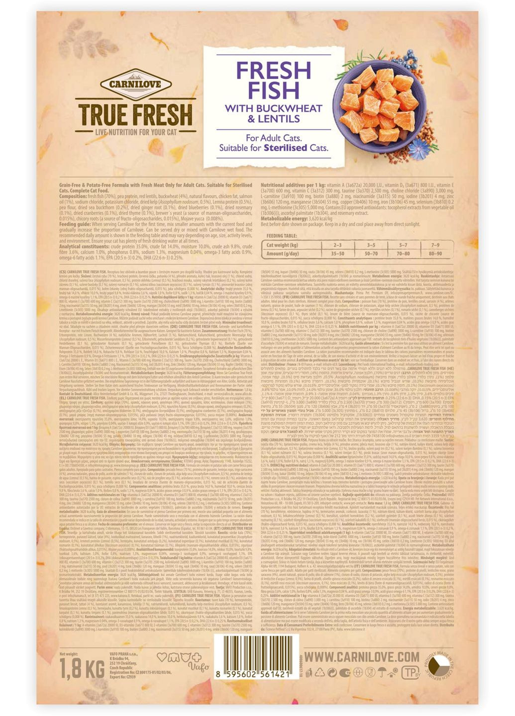 Сухой корм для взрослых кошек True Fresh Cat Fish с рыбой 1,8 кг (8595602561421) Carnilove (308340520)