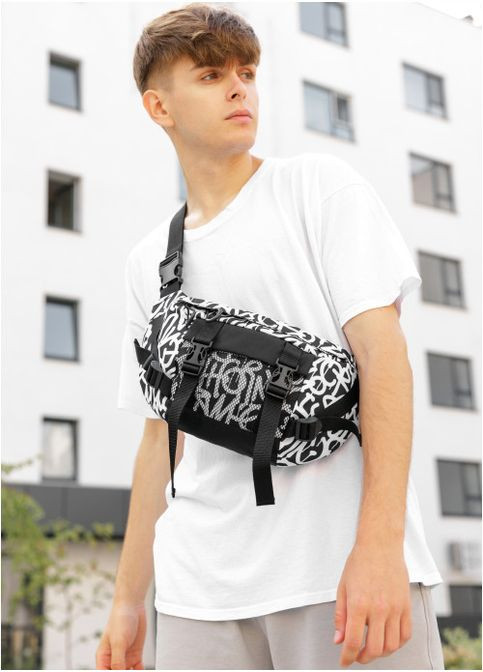 Большая мужская поясная сумка бананка DynamicDart принт "Graphity" (R-80411715m-VS) Sambag (302450476)