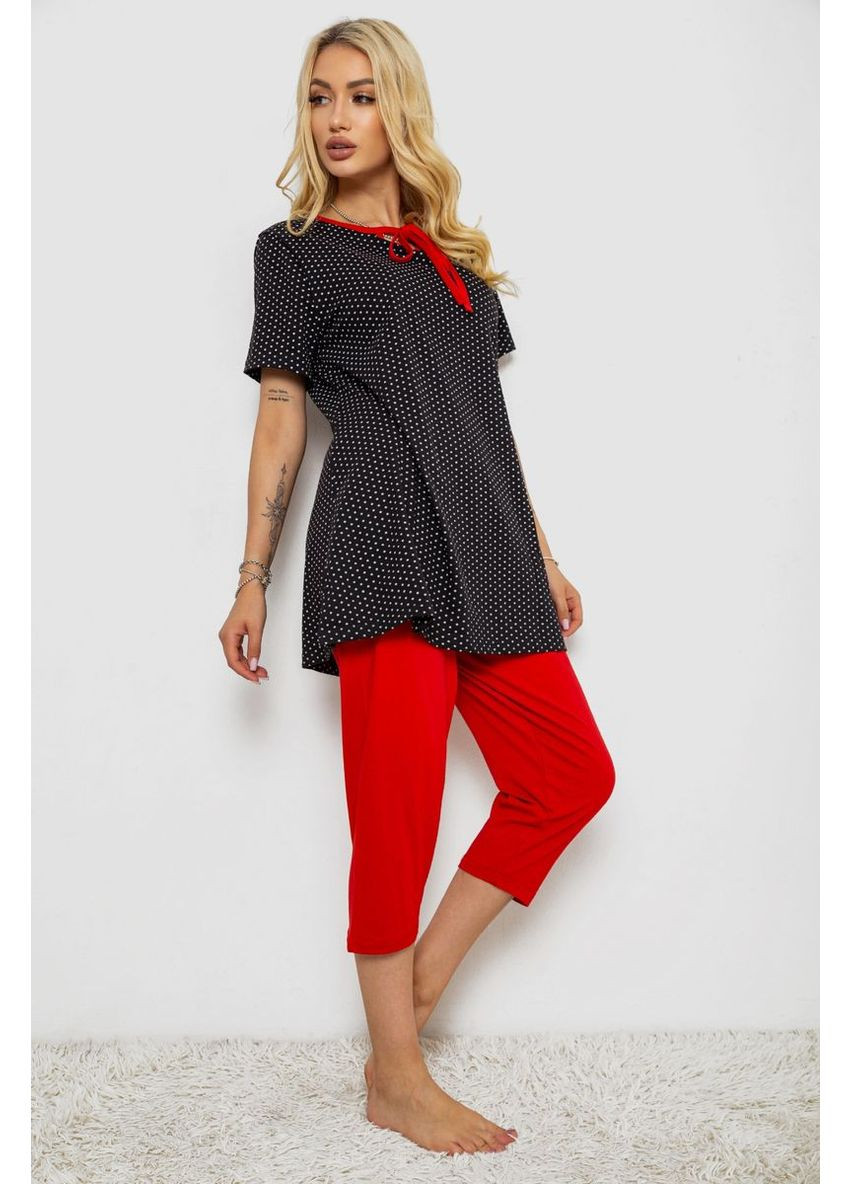 Черная женская пижама с принтом, 243r10389 Polkan