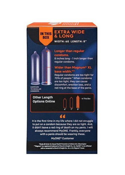 Презервативы MyONE Extra Wide & Long10 шт, картонная коробка One (325478871)