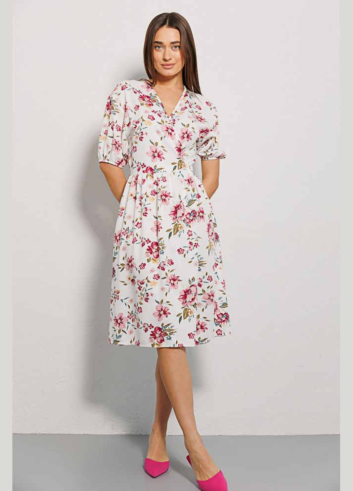 Молочна літня сукня на запах Arjen