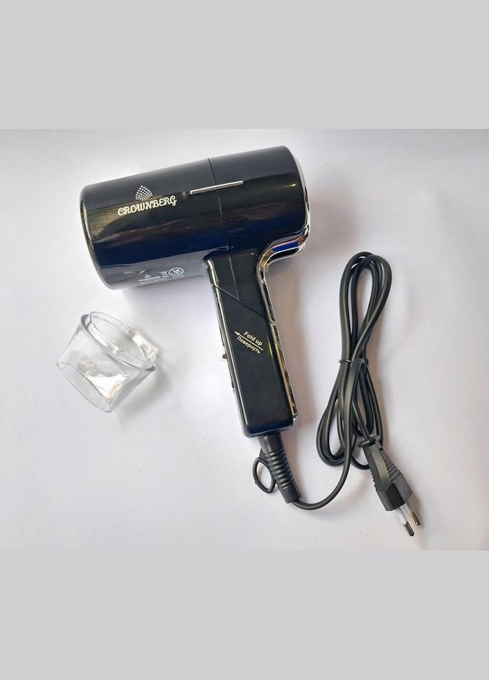 Фен для сушіння волосся CB-2314 мережевий дорожній фен складна ручка 3000 Вт Чорний Crownberg (330243137)