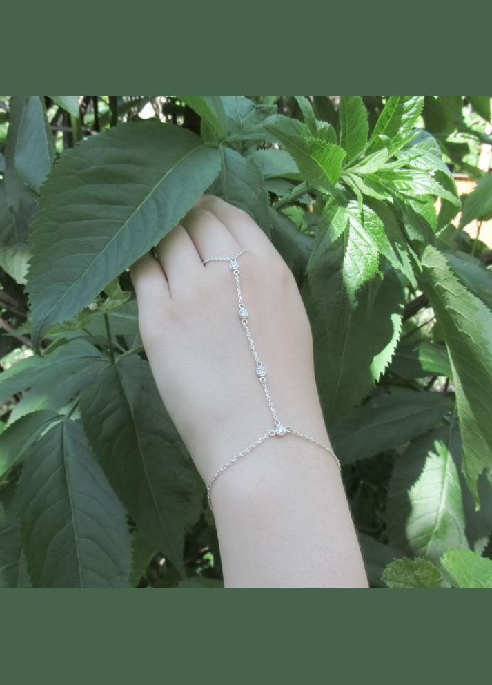 Срібний слейв браслет (паньє) з фіанітами "Ніжність" No Brand (350667392)