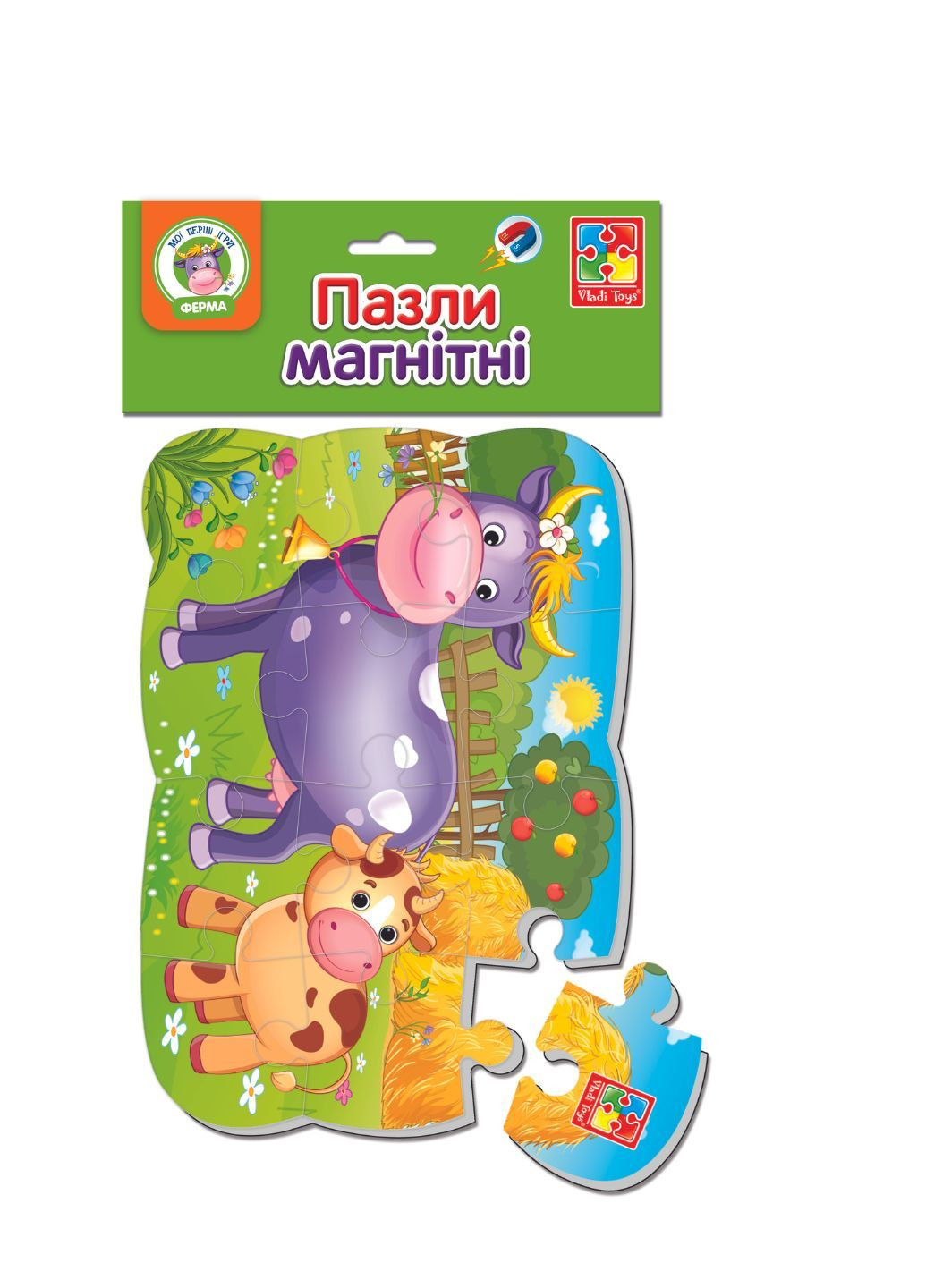 Пазлы на магните А5 "Корова и теленок" VT3205-74 (укр) Vladi toys (293154142)
