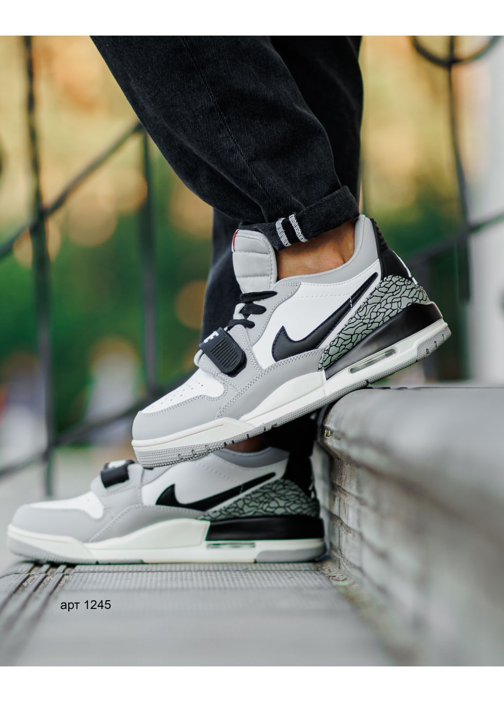 Серые демисезонные кроссовки air white grey Nike Jordan Legacy 312 Low