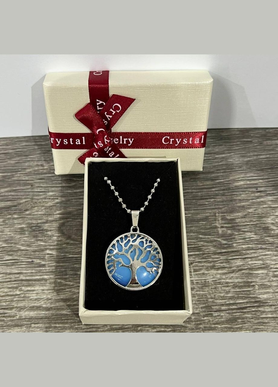 Подвеска с натуральным Лунным камнем в оправе "Древо жизни" на цепочке в подарочной коробочке Овен (331291796)