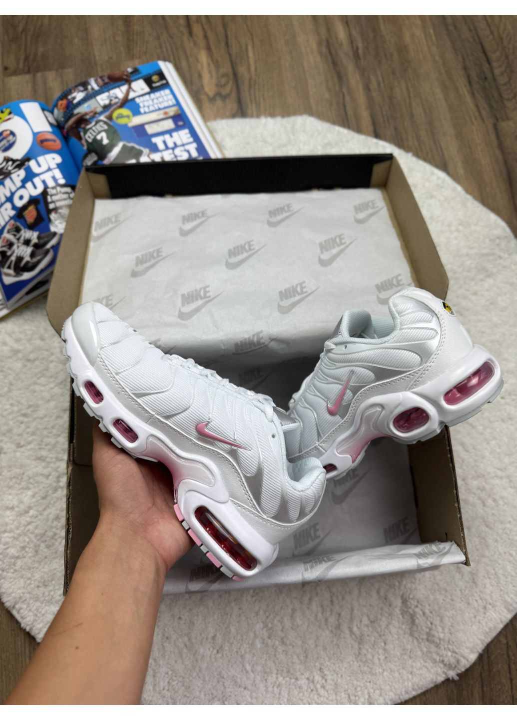 Розовые демисезонные кроссовки мужские nike air max tn plus white grey pink найк аир макс тн плюс No Brand