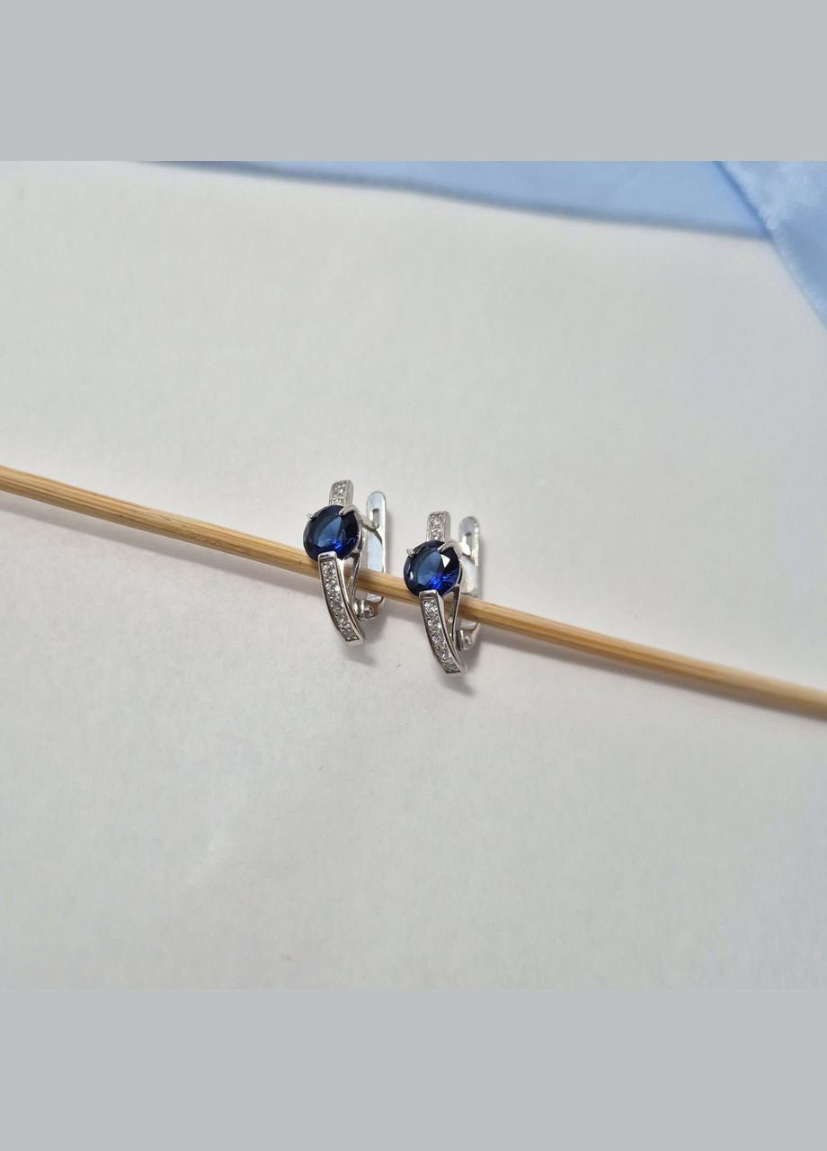 Серебряные серёжки серьги Палочки с Синими камнями серебро 925 пробы Родированное 72095с 2.13г No Brand (316702988)