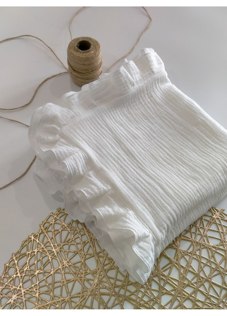 Беленький муслиновый плед с рюшем, крыжмо, размер 70*80 No Brand (370370181)