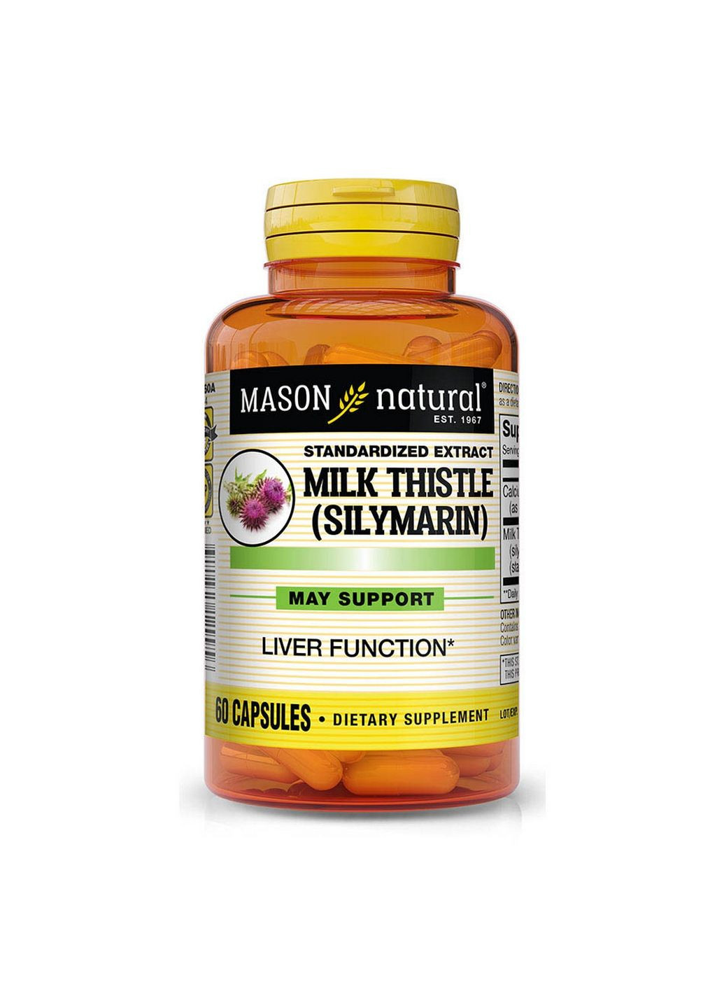 Натуральная добавка Milk Thistle (Silymarin), 60 капсул Mason Natural (293478550)