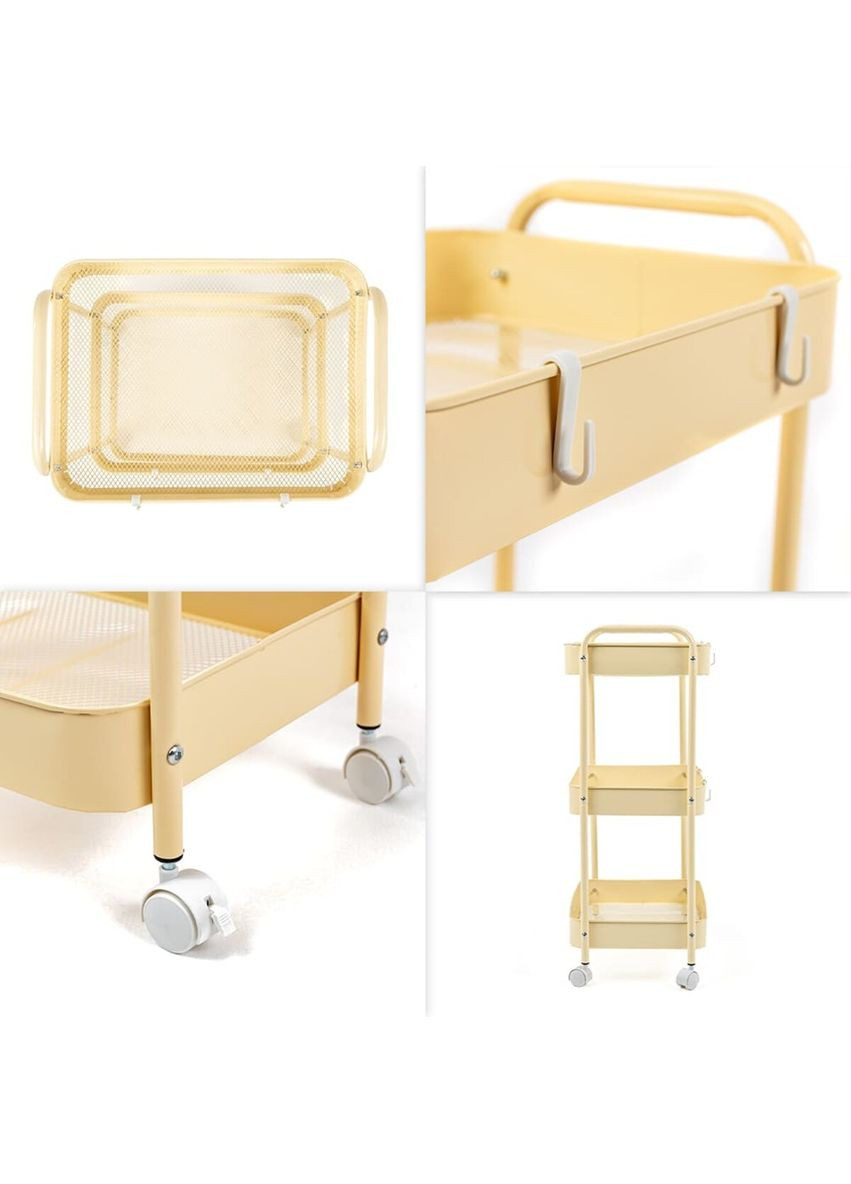 Етажерка мобільна триярусна универсальная з металу 45х30х78см Кремова SW-00002113 Sticker Wall (315791526)