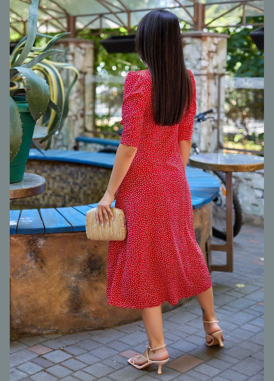 Красное джинсовое платье женское красного цвета а-силуэт Let's Shop однотонное