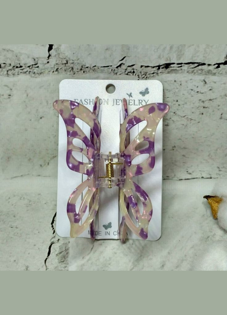 Краб для волосся Метелик ажурні крила перламутр заколка затискач 7,5х6 см Бузковий No Brand (337176888)