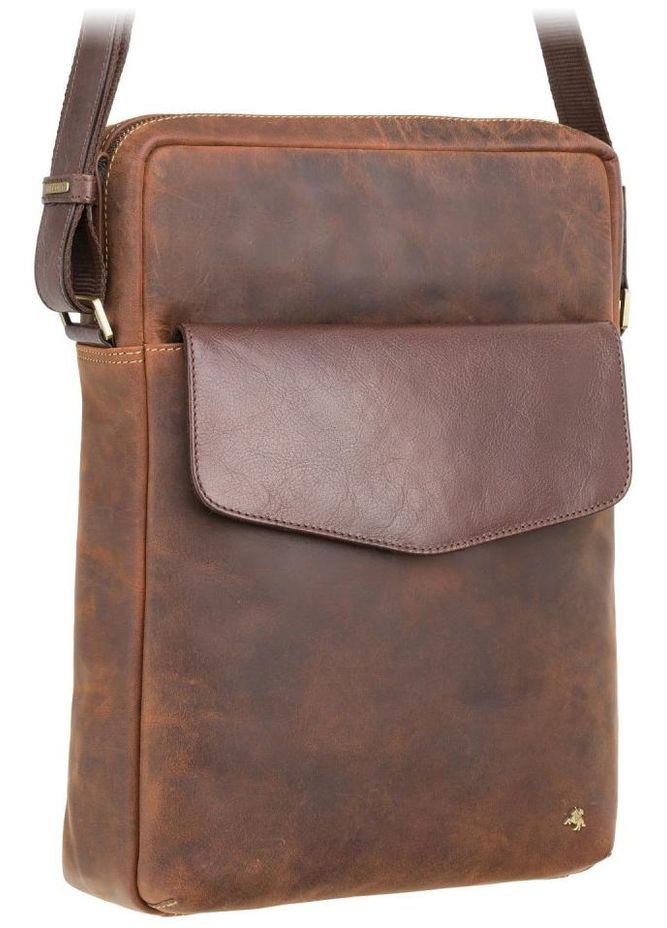 Сумка планшет через плечо мужская из натуральной кожи для телефона и для документов средняя Коричневый 38000 Visconti (355245131)