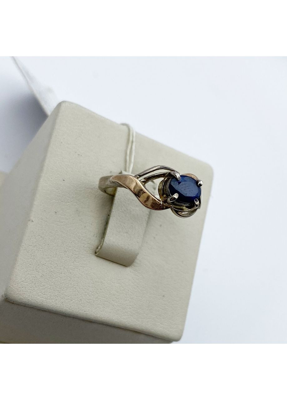 Каблучка срібна із золотою пластиною і сапфіром 16,5 2,59 г No Brand (370142419)