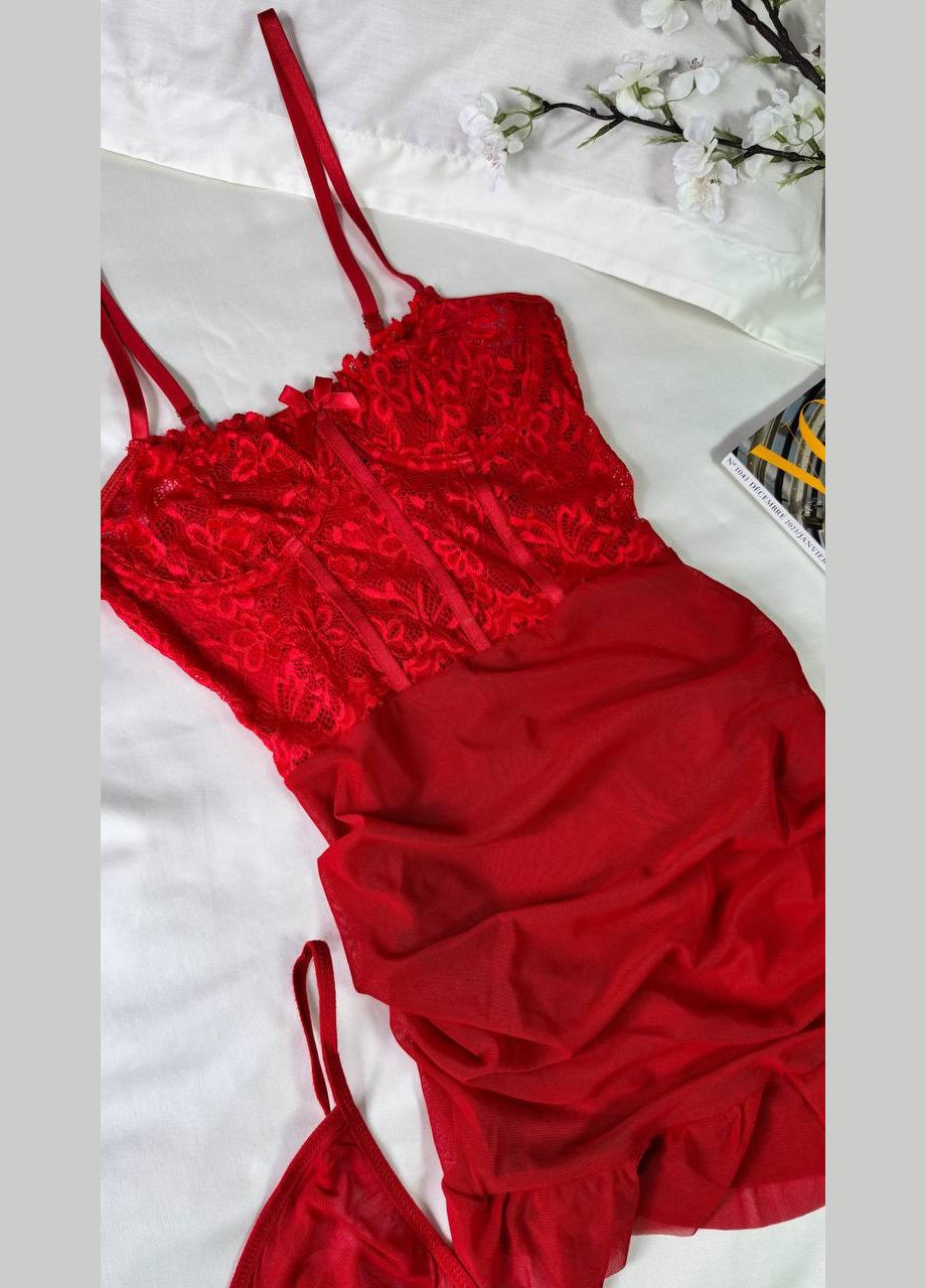 Червона жіноча комбінація, пеньюар, комплект жіночої білизни Simply sexy (338620899)
