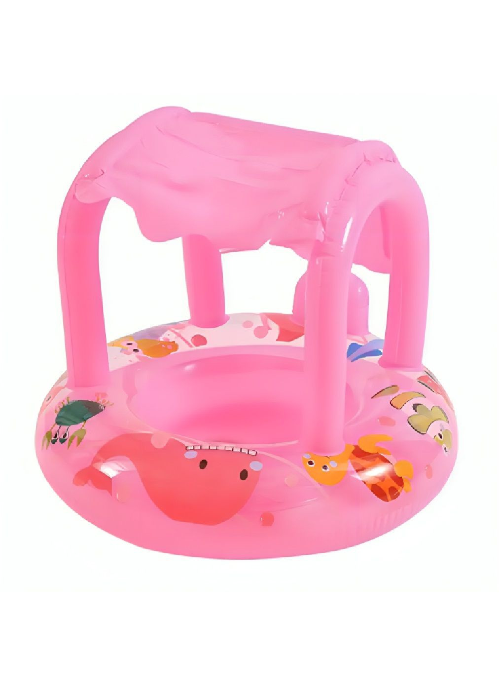 Детский надувной круг с навесом максимальной нагрузкой 30 кг для плавания в бассейне на пляже 70 см (480477-Prob) Розовый Unbranded (336144012)