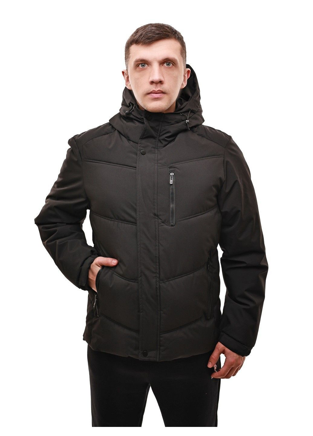 Черная зимняя куртка зимняя мужская No Brand