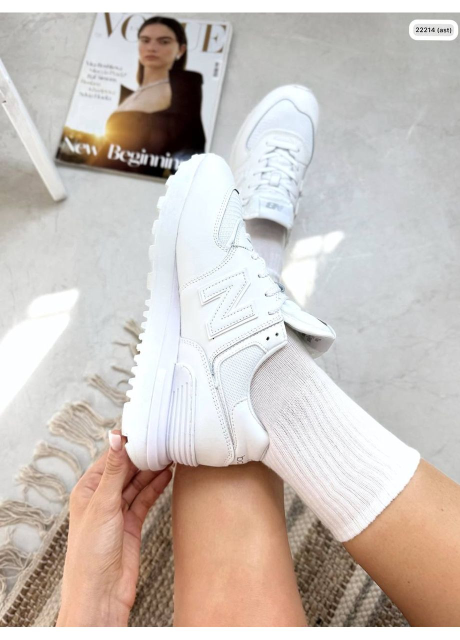 Жіночі кросівки в стилі New balance натуральна шкіра колір білий No Brand білі (349812662)