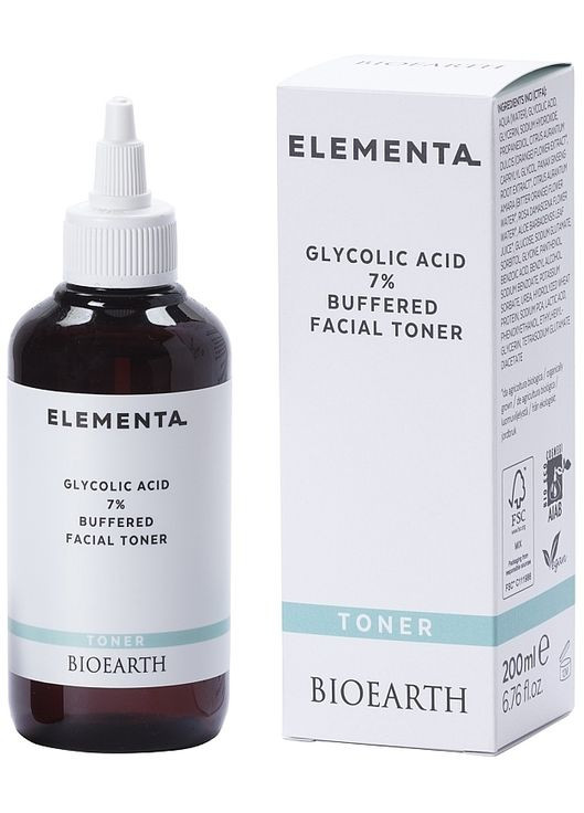 Тоник для лица с гликолевой кислотой Elementa Glycolic Acid 7% Buffered Facial Toner 200ml (1307269-143521) Bioearth (368603111)