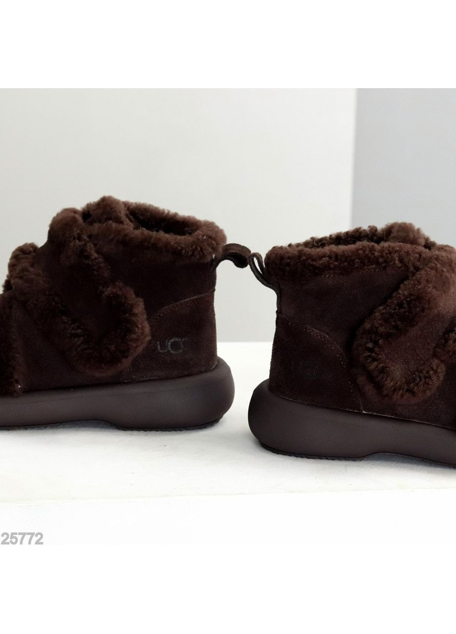 женские зимние ботинки debra, шоколадные, из натуральной замши и меха, удобные и теплые. No Brand