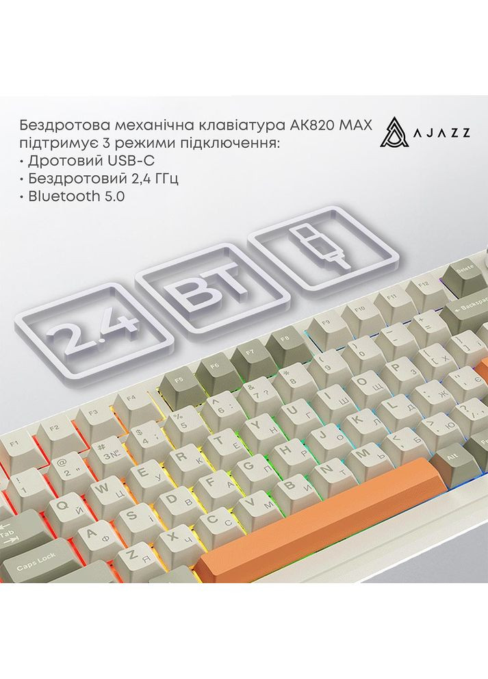 Клавиатура AK820 MAX Flying Fish Switch Retro Colour (AK820MAX-FF-R) Ajazz (357210236)