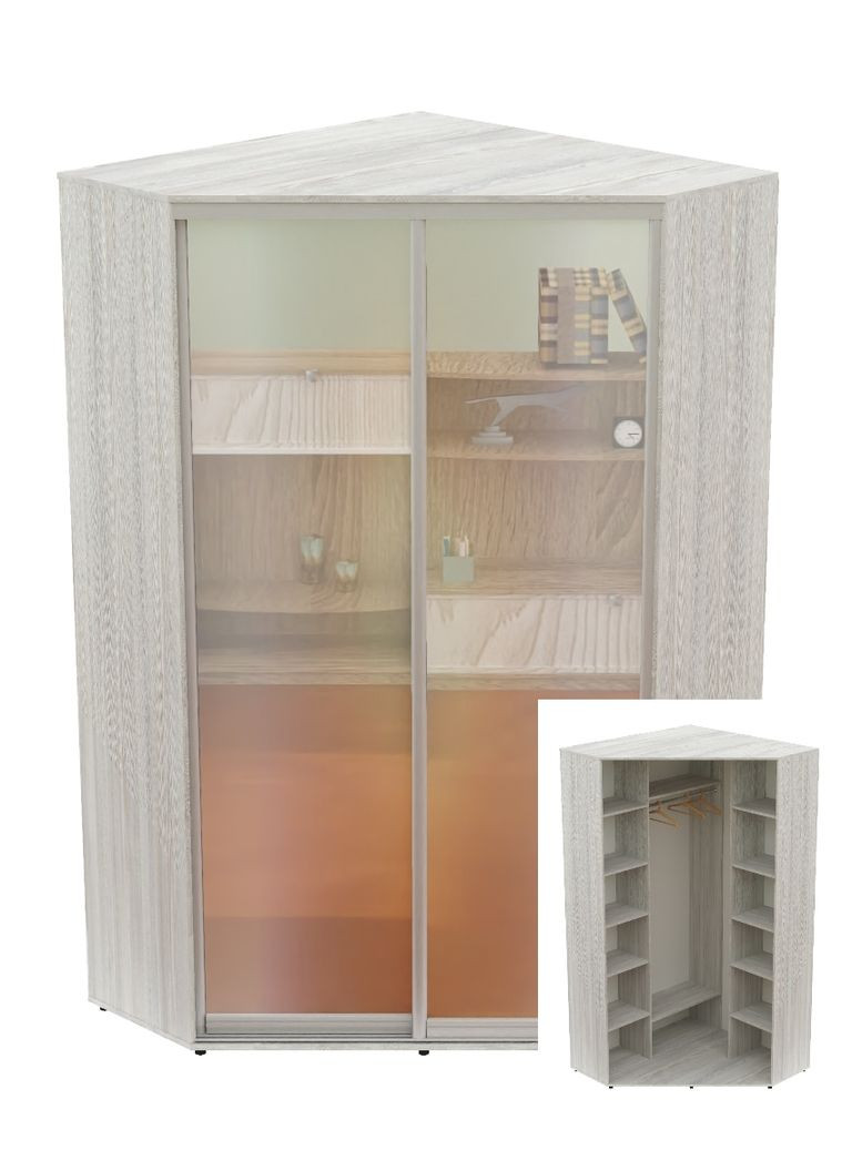 Шкаф-купе двухдверный угловой 140*140*220 Сосна Натти 2 двери Зеркало Угол-4 Алекса (360437212)