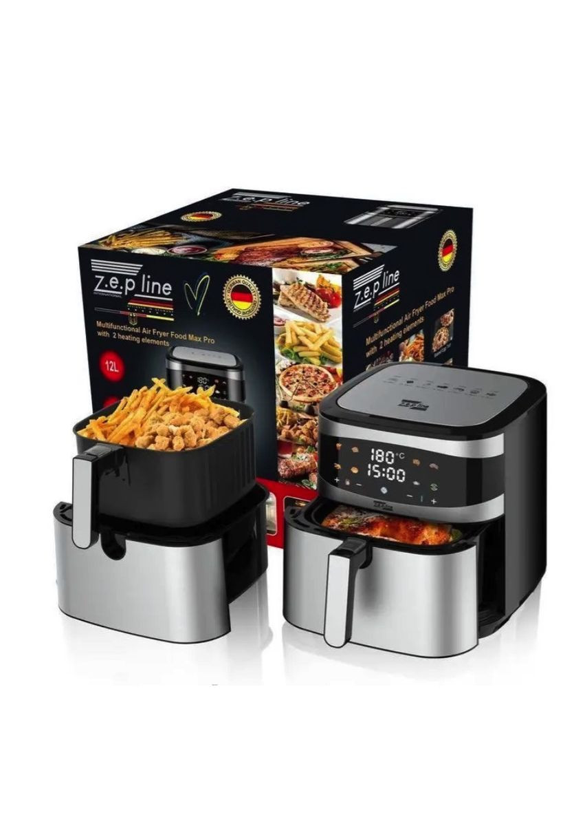 Мультипечь ZP-216 аэрогриль с двумя тенами Электрическая фритюрница 12л 4200Вт Таймер Черный/Серый Zepline (340908255)