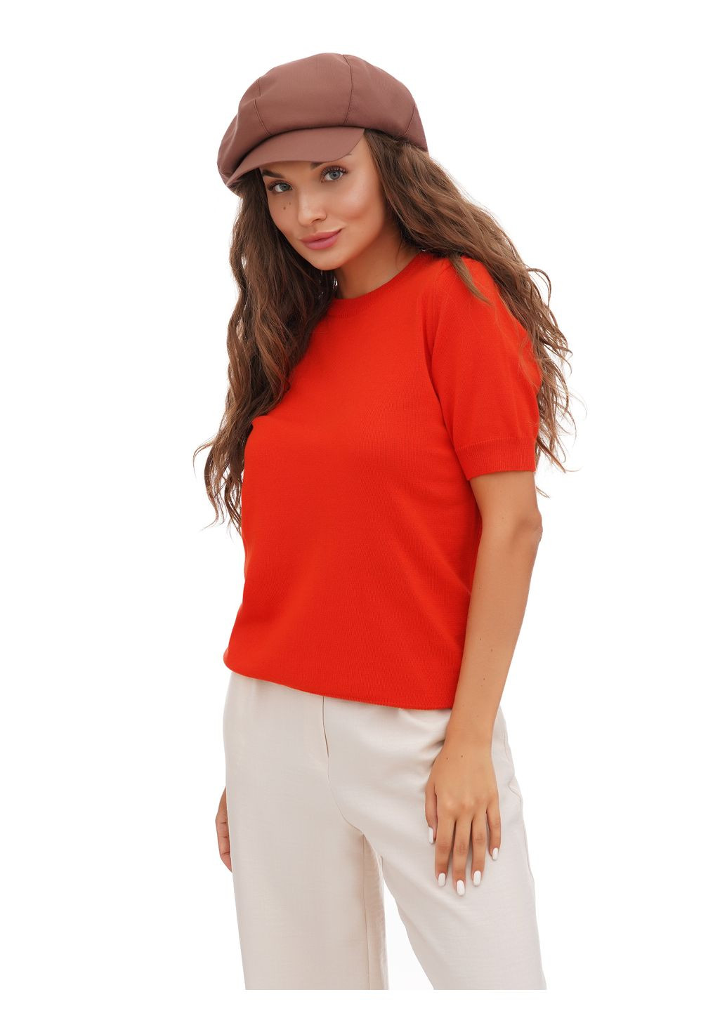 Женская хлопковая кепка-восьмиклинка цвета какао VECONS Восьмиклинка — додає об'єму та стильності (304273711)