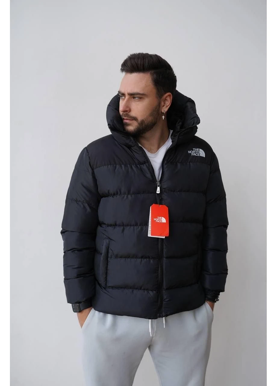 Оливковая (хаки) зимняя куртка tnf черная The North Face