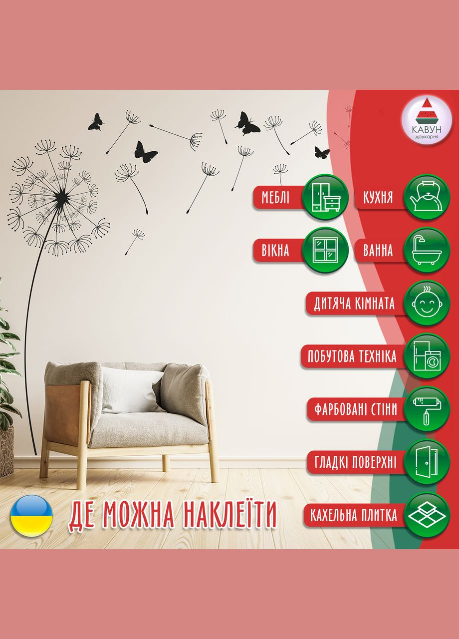 Вінілова інтер'єрна на стіну та шпалери «Зимова казка» з оракалом 119х104 Кавун наклейка (316190223)